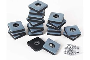 GINOYA Teflon Furniture Sliders, 20pcs 1inch Square Furniture Glides with Screws for Carpet Tile Hardwood (Grayish Blue)