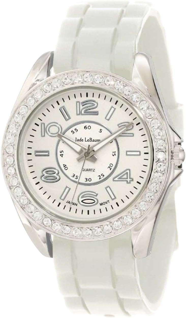 Womens Watch Set Seven Interchangeable Silicone Straps Crystal Bezel Designer Jade LeBaum - JB202750G