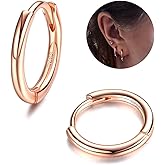 MILACOLATO 925 Sterling Silver Small Hoop Earring for Women Men 14K Gold Plated Huggie Hoop Earrings Hypoallergenic Cartilage Helix Piercing Sleeper Hoop Earrings for Sensitive Ears 8mm/10mm/12mm