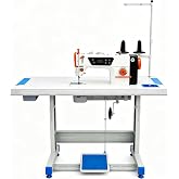 550W Leather Sewing Machine, Commercial Set Servo Motor &amp; Sewing Table | 5000SPM Heavy Duty Sewing Machine , Metal Frame, LCD Panel , LED Light for Cotton Wool Denim Leather Canvas