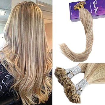 Laavoo 16pulgada40cm 50gr Flat Tip Extension Pelo Rubio Ceniza 18 Mezcla Lejia Rubia 613 Fusion Extensiones De Keratina De Colores Highlights