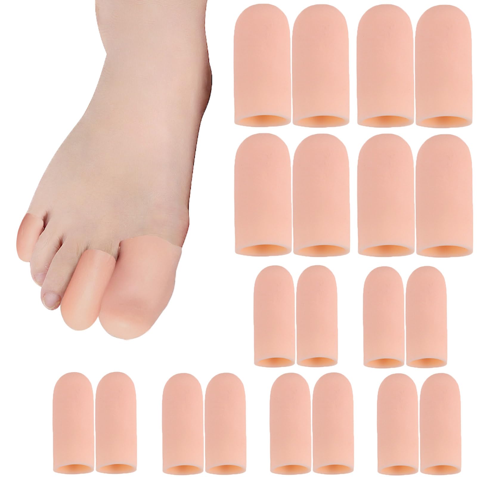 Toe Protectors Women 20 Pieces for Big Toe and Little Toe, Toe Covers for Women Gel Toe Caps for Men Toe Sleeve Toe Cushions for Pain Relief Toe, Hammer Toe Calluses Blister Protection