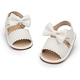 Miamooi Infant Baby Girls Boys Sandals Summer Bowknot Crib Shoes Toddler Pu Leather Flower Soft Rubber Sole Dress Flats First Walker Shoes