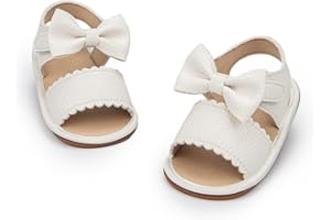 Miamooi Infant Baby Girls Boys Sandals Summer Bowknot Crib Shoes Toddler Pu Leather Flower Soft Rubber Sole Dress Flats First Walker Shoes