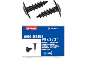 Bopowo(100pcs) #8×1/2" Black Truss Head Wood Screws Quick Metal Self Tapping Screws