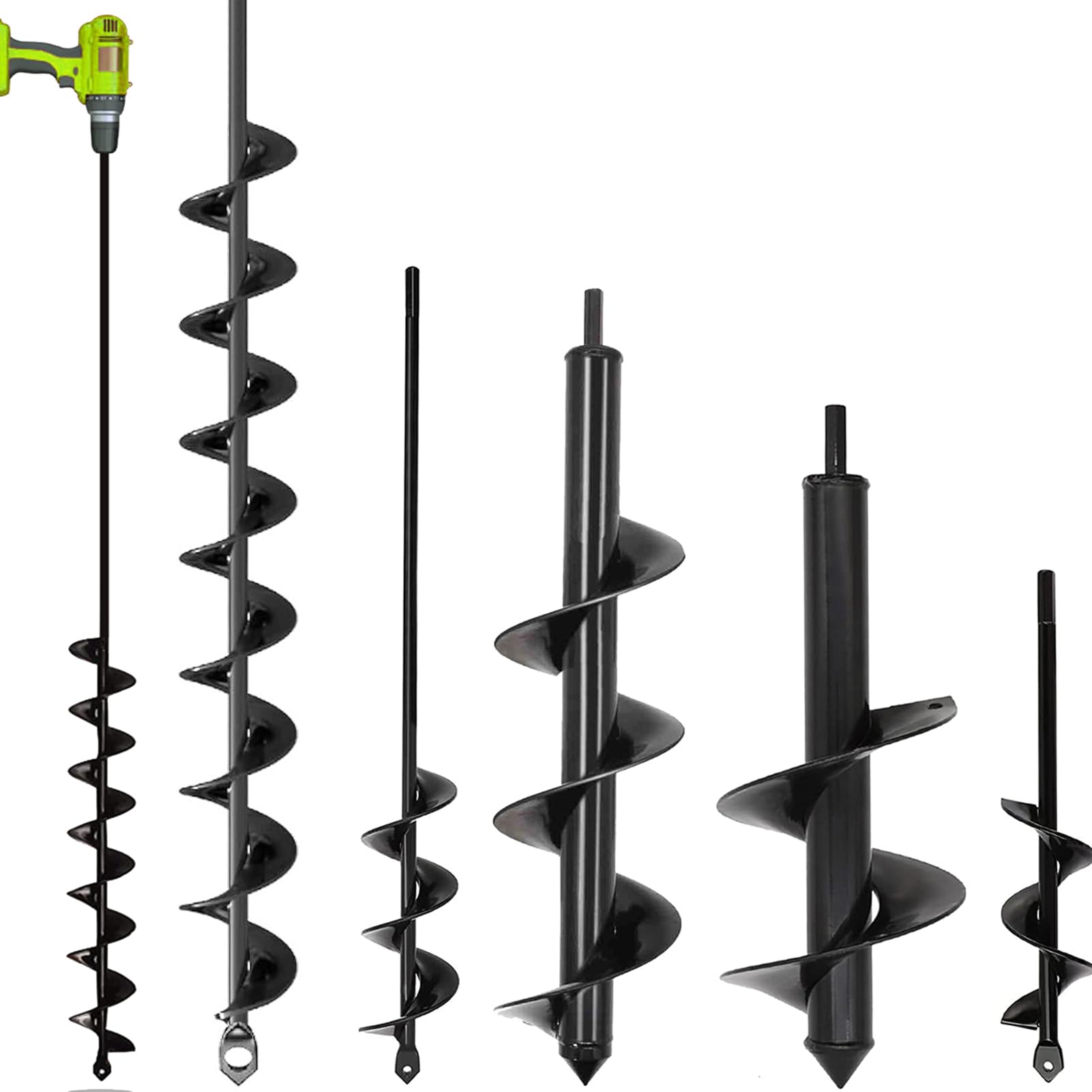 Photo 1 of 5 Set Auger Drill Bit for Planting,Heavy Duty Garden Auger Spiral Drill Bit Bulb Planter Tool for Planting Bedding Plants,Universal for Cordless Drill(1.6"x9",1.6"x16.5",3.5"x16",4"x12",2"x32")