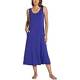 GYS Sleeveless Nightgowns for Women Soft Bamboo Viscose Night Shirts Tank Sleepwear with Pockets Long Sleep Dress