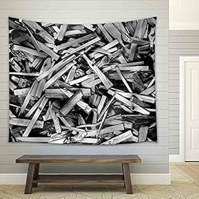 Sticks N More Sticks - Black and White Panorama Background Texture. - Fabric Wall Tapestry Home Decor - 51x60 inches
