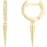 PAVOI 14K Gold Plated S925 Sterling Silver Post Lightweight Drop/Dangle Huggie Earrings for Women | Star, Lock, Butterfly, Moon, Lightning | Dainty Earrings