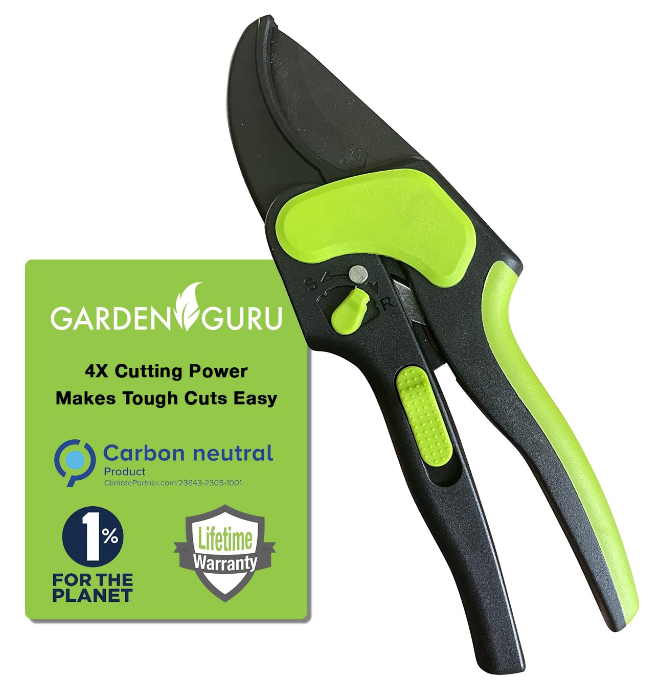 Photo 1 of GARDEN GURU 2 in 1 Ratchet Pruning Shears Clippers – 4X Cutting Power – Ratcheting Garden Anvil Pruners Scissors - Ergonomic Grip - Makes Tough Cuts Easy - Great for Seniors & Arthritic Hands