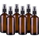 Hydior 4oz Amber Glass Spray Bottle for Essential Oil, Empty Fine Mist Spray Bottle, 6 Pack
