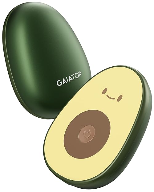Gaiatop Hand Warmers Rechargeable 2 Pack, Magnetic 3 Settings Fast Heating Avocados Shape, Electric Portable Pocket Heater, Reusable Hot Hands Gifts for Women Men Outdoor Camping (Smiling Expression)