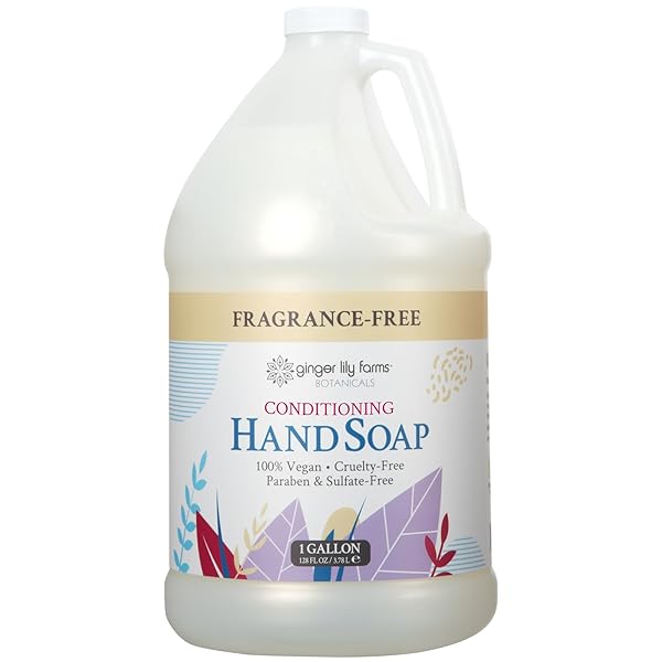 GINGER LILY FARMS BOTANICALS ALL-PURPOSE LIQUID HAND SOAP REFILL, FRAGRANCE FREE, 100% VEGAN & CRUELTY-FREE, 1 GALLON