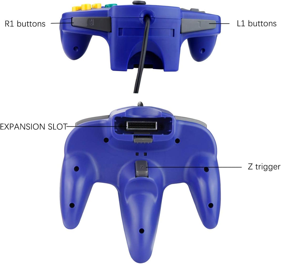 ZeroStory Classic N64 Controller, Wired N64 Controller Joystick with 5.9 Ft N64 AV Cable for N64 Video Game Console (Red and Blue): Computers & Accessories