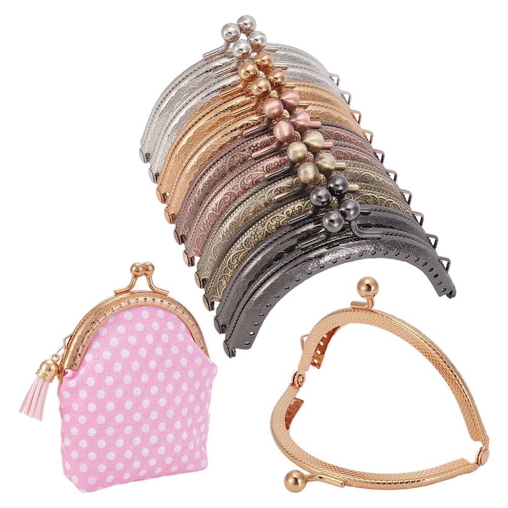 PH PandaHall 10pcs Metal Purse Frame, 5 Color Antique Kiss Clasp Frame Metal Frames Bag Cute Kiss Clasp Lock for Summer Bag Coin Purse DIY Sewing Craft Bags Lipstick Bags Making, 6x8.5cm/2x3inch