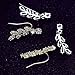 Ear Crawler Earrings Climbers Leaf Feather Angel Wing Ear Cuff Pin Vine Wrap CZ Crystal Rhinestone Studs Silver Plated