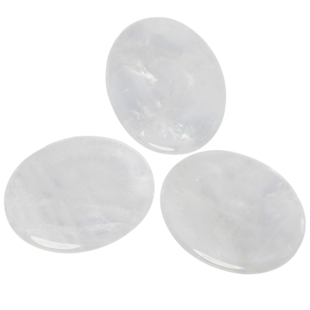 KYEYGWO Healing Reiki Thumb Worry Stone, Polished Top Drilled Stone Pendants for Jewelry Making, Pack of 3