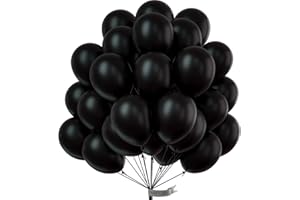 PartyWoo Black Balloons 51 pcs 12 Inch Latex Helium Matte Black Balloons for Baby Shower Birthday Graduation Casino Race Car 