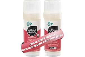 ALL GOOD MAKES EVERYTHING BETTER All Good Baby & Kids Mineral Sunscreen Butter Stick for Face, Nose, Ears - UVA/UVB Broad Spectrum SPF 50, Coral Reef Friendly, Water Resistant, Zinc Oxide, Vitamin E (2.75 oz)(2-Pack)