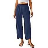 NILOUFO Womens Baggy Wide Leg Pants Casual Elastic High Waisted Palazzo Harem Trousers with Pockets Lounge Loose Comfy Pants