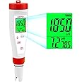 pH Tester,Digital pH Meter for Water,New Version TDS Meter for Drinking Water with Backlit Simultaneously Display 4 in 1 TDS pH EC Meter for Water Hydroponic Nutrient Solution,Pool,Home Use