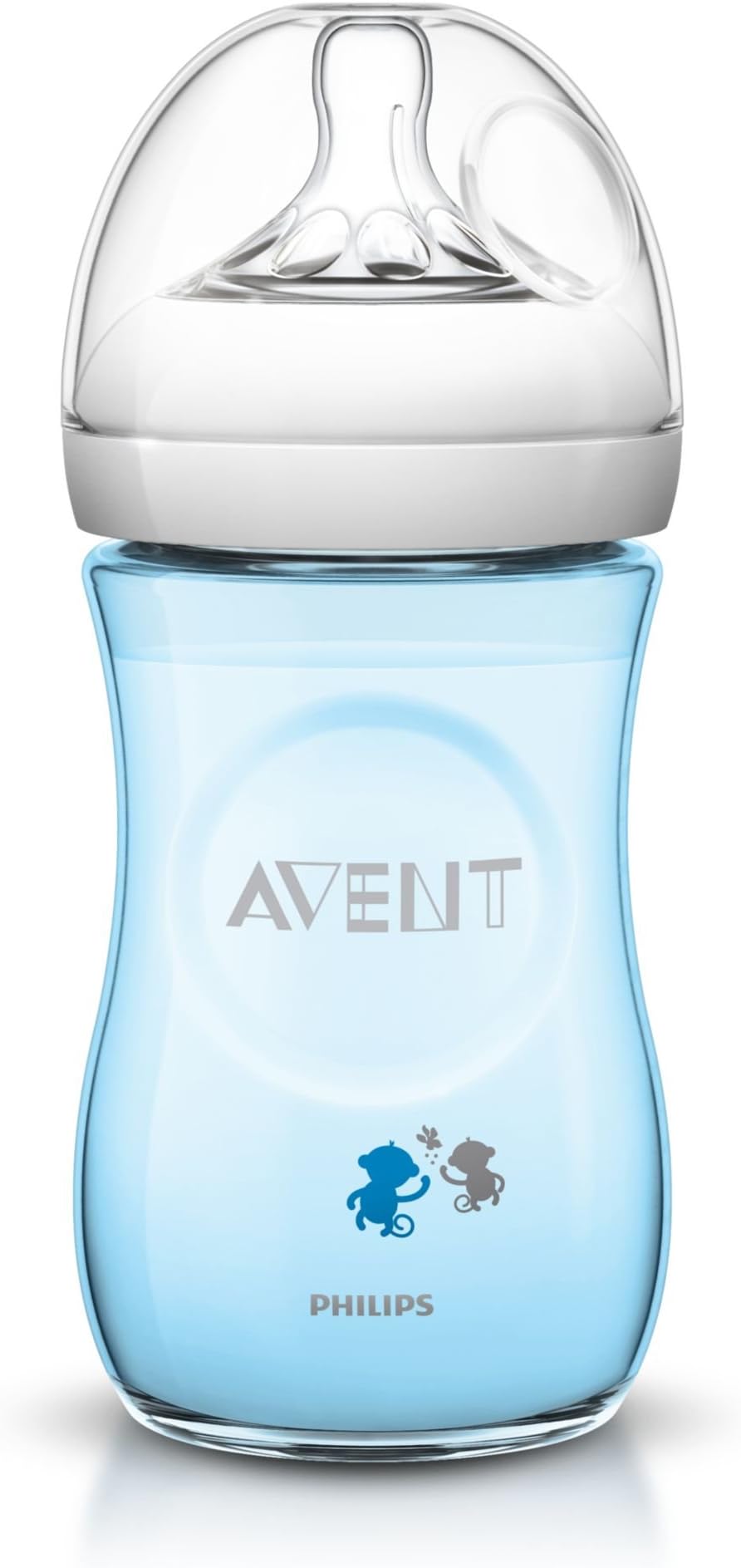 Avent Natural Decorated Bottle 260ML/9OZ Single Blue Monkey