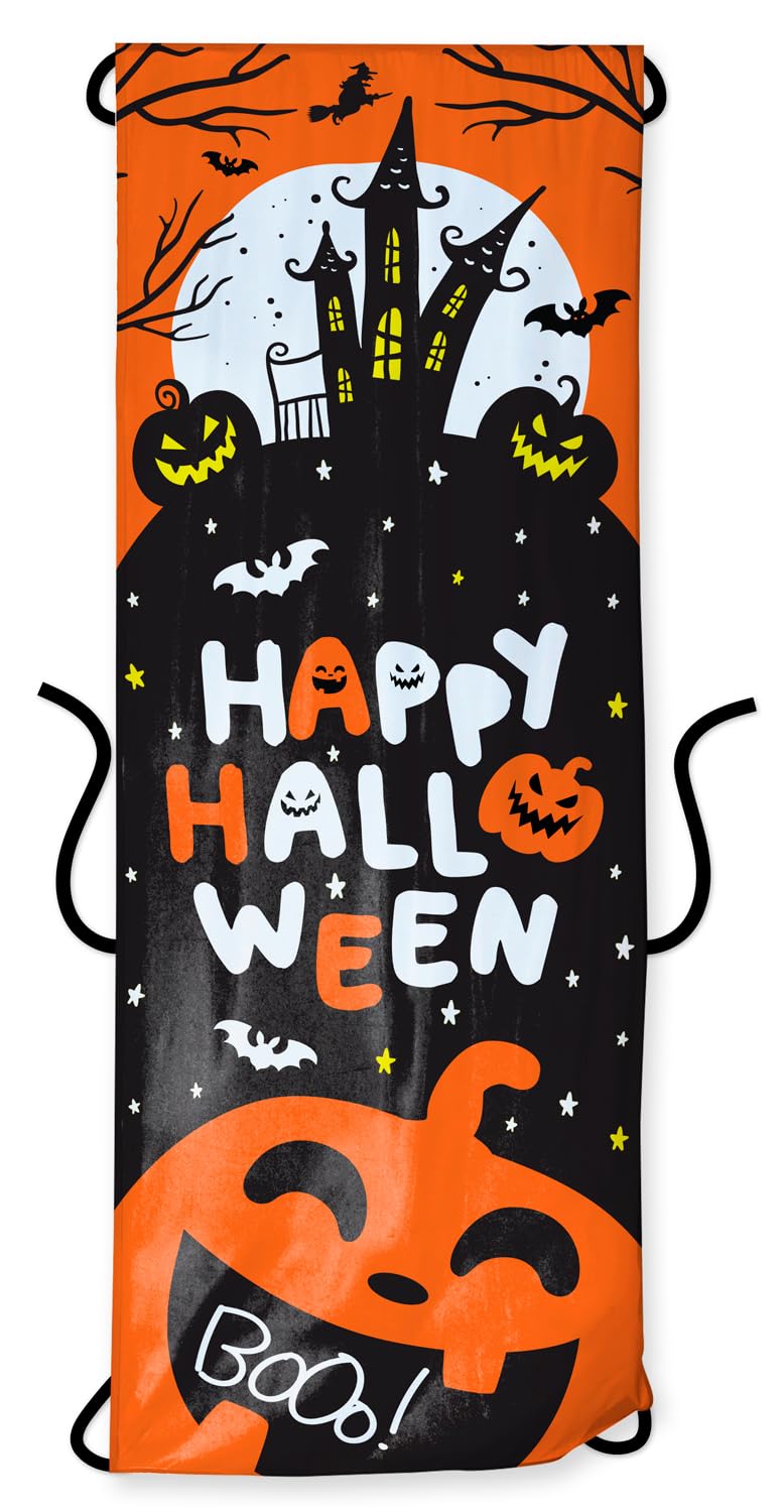 Folat 23864 23864-Happy Booo Door Curtain 'Happy Figures Ghost, Pumpkin, cat, Witch, bat, Black, Orange, for Halloween Party Decoration Children, Multicoloured
