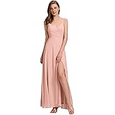 Ever-Pretty Women's Summer Sexy Backless Spaghetti Straps V-Neck Slit Floor Length Chiffon Bridesmaid Dresses Formal Dress
