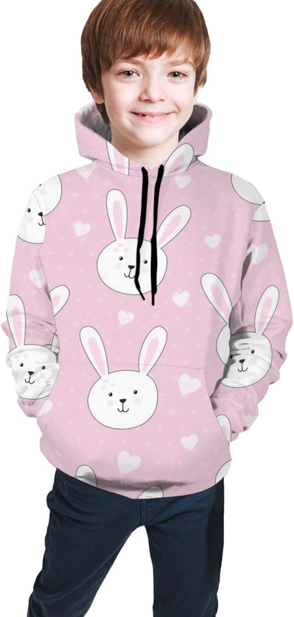 Amazon.com: Kimisoy Cute Rabbit Kids Hoodie Comfy Hooded Sweatshirt Loose Pull Over Hoodie: Clothing