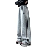 GORGLITTER Girl's Baggy Sweatpants Y2k Bow Side Striped High Waist Wide Leg Sweat Pants Trousers with Pockets
