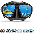 COPOZZ Adult Scuba Mask, Dive Mask Anti Fog Snorkeling Scuba Diving Glasses, Great Seal Free Diving Tempered Glass Mask Goggles