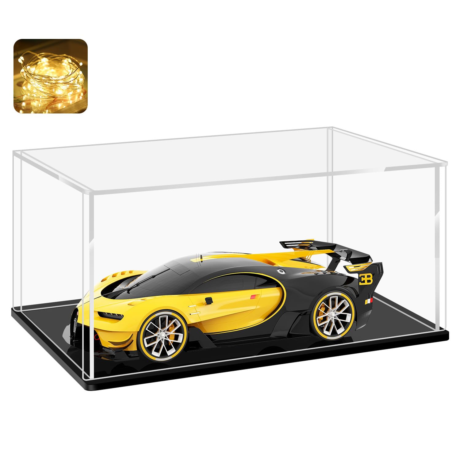 Photo 1 of LANSCOERY Clear Acrylic Display Case, Assemble Horizontal Display Box Stand with Black Base, Dustproof Protection Showcase for Collectibles Memorabilia Figurines (13x6.7x6inch;33x17x15cm)