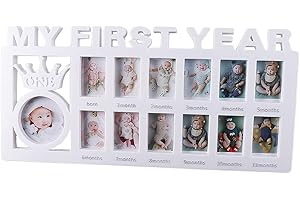 iEasey 1st Birthday Gifts: Newborn My First Year Photo Frame Baby Girls Boys Decoration Album Infant Baby Shower Keepsake Pic