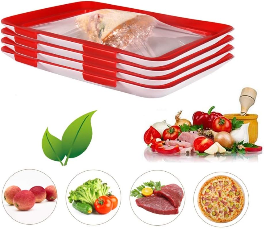 4 Pcs Fresh Tray, Creative Food Preservation Tray with Lid Healthy Food