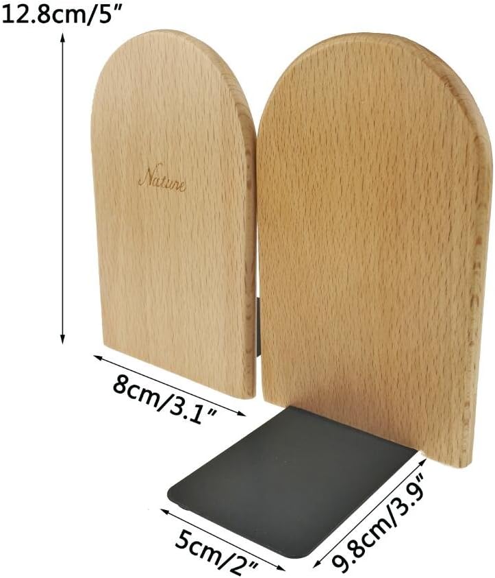 Winterworm Simple Wood Japanese Style Nature Beech Wood Book Stand Bookends Book Ends Shelf Shelves Holder Log color (Round) - Image 4