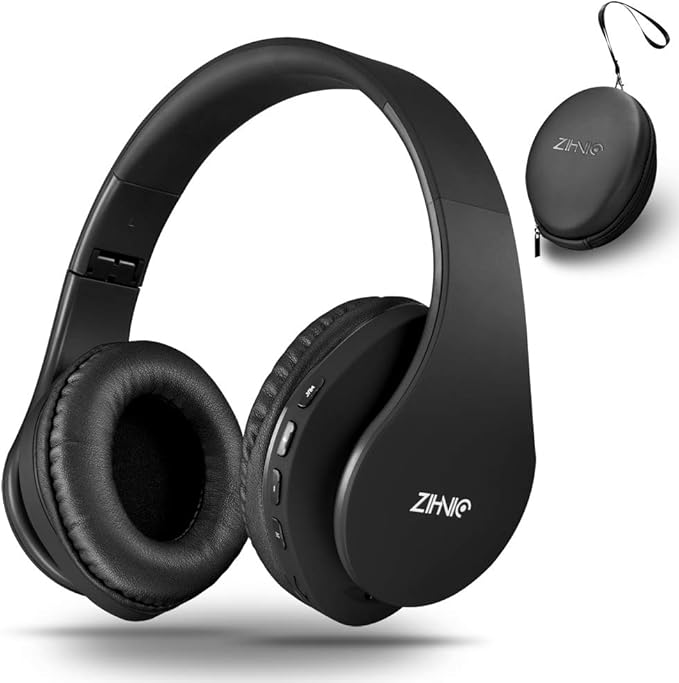 Bluetooth OverEar Headphones, Zihnic Foldable Wireless and Wired