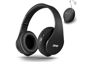 ZIHNIC Bluetooth Headphones Over-Ear, Foldable Wireless and Wired Stereo Headset Micro SD/TF, FM for Cell Phone,PC,Soft Earmuffs &Light Weight for Prolonged Wearing (Black)