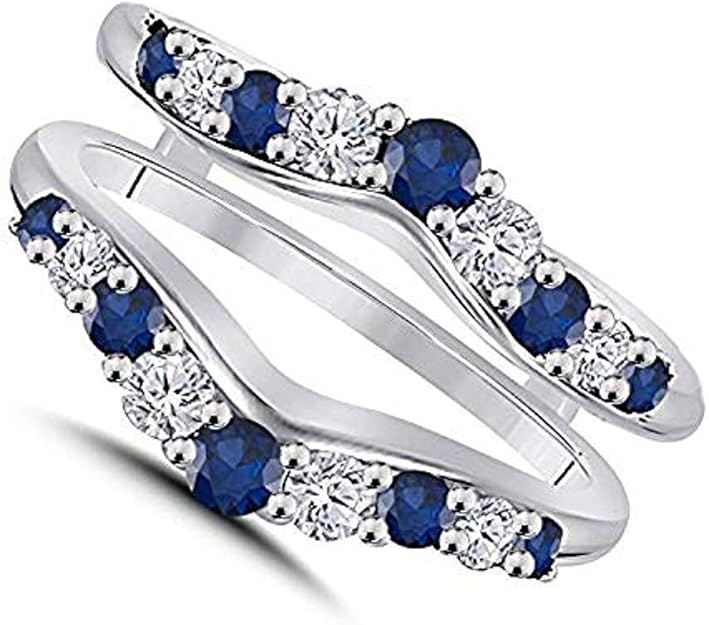0.50ct Cubic Zirconia & Blue Sapphire Ring Solitaire Enhancer Guard