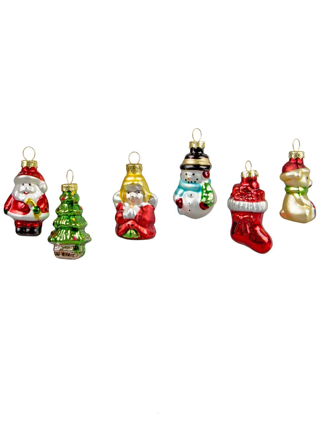 Glitzy Mini Christmas Character Decorations - Set of 6 by Sass & Belle (RUBYXM003)