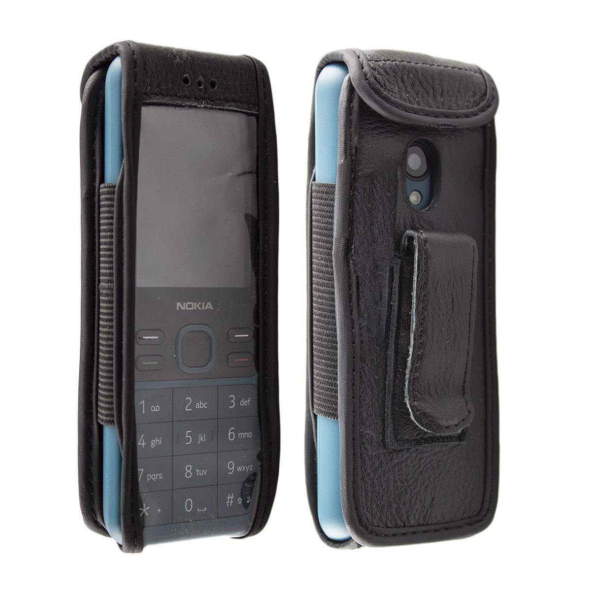 caseroxx Leather-Case with belt clip compatible with Nokia 125/150 (2020) made from genuine leather, Pouch with belt clip and viewing window in black
