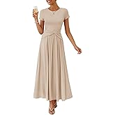 ZESICA Women's 2026 Summer Short Sleeve Maxi Dresses Twist Front Wedding Guest Cocktail Flowy A Line Long Dress