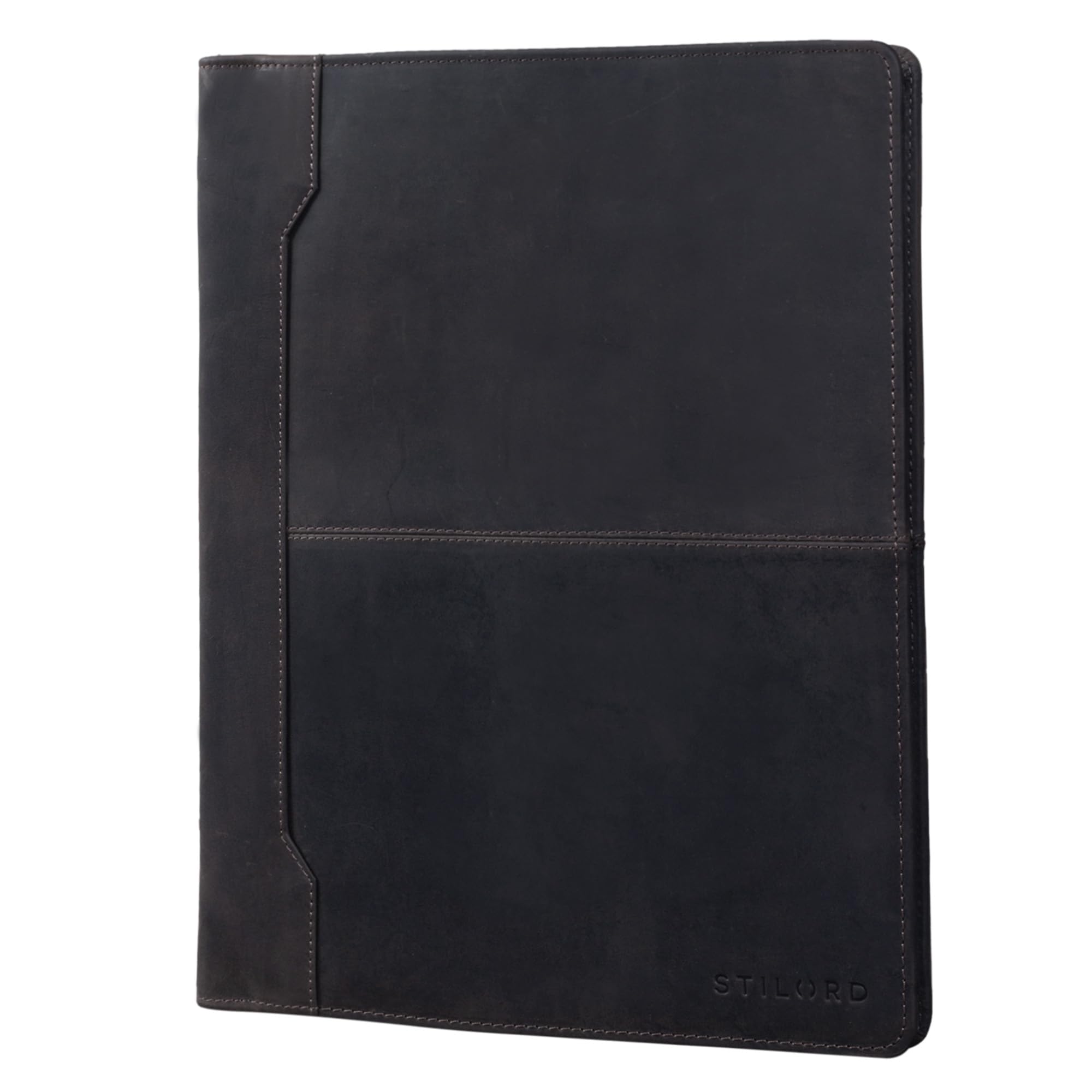 STILORD 'Harrison' Leather Conference Map for 12' Tablets iPads Folder Business Portfolio Document Folder Genuine Leather, Colour:Dark - Brown