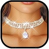 Zoestar Rhinestone Choker Necklace Silver Crystal Pendant Necklaces Prom Jewelry Accessories for Women