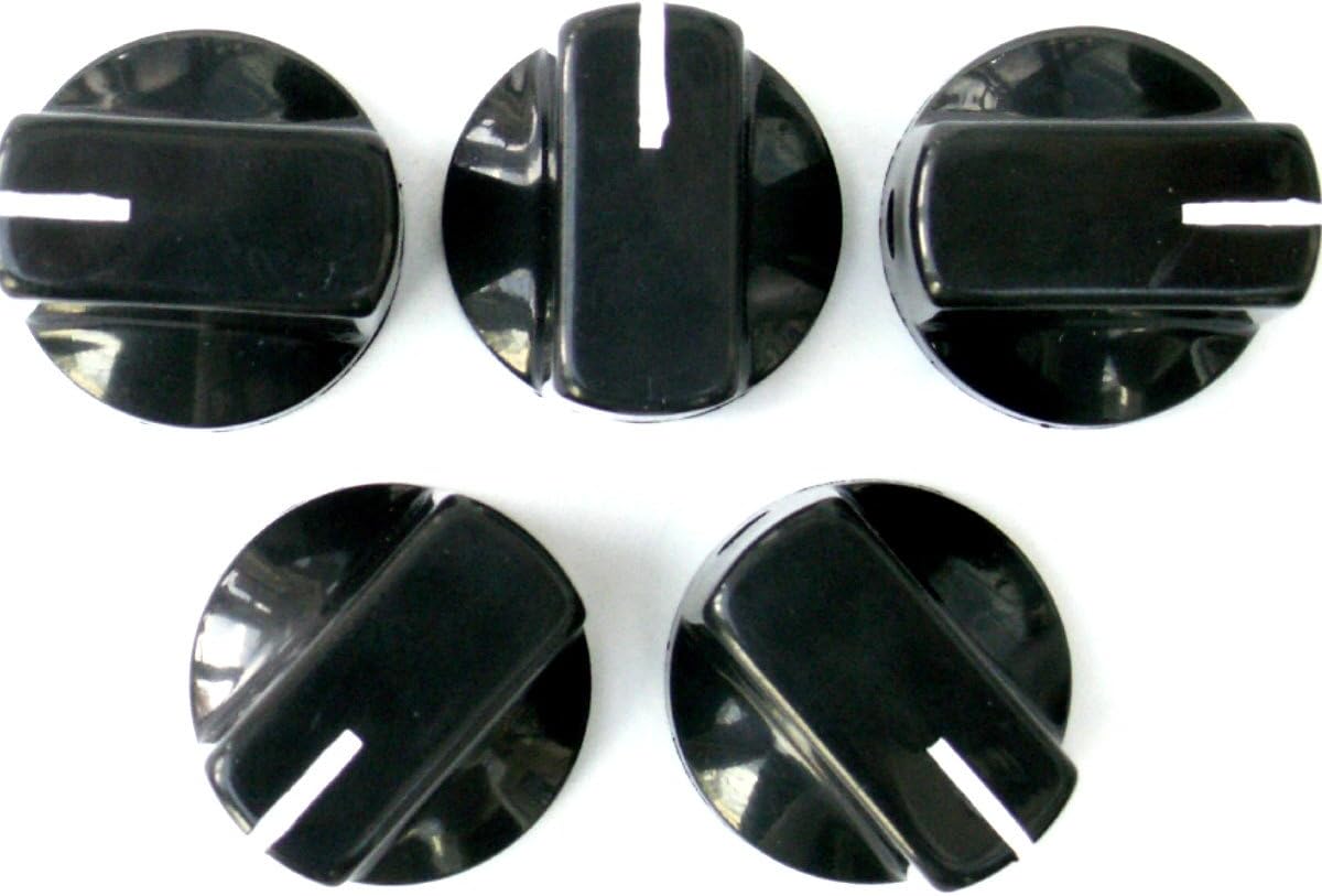 Janika 5 Black Potentiometer Switch Knobs Guitar Amplifier Radio stove Pot Knob+Screw - UK SELLER