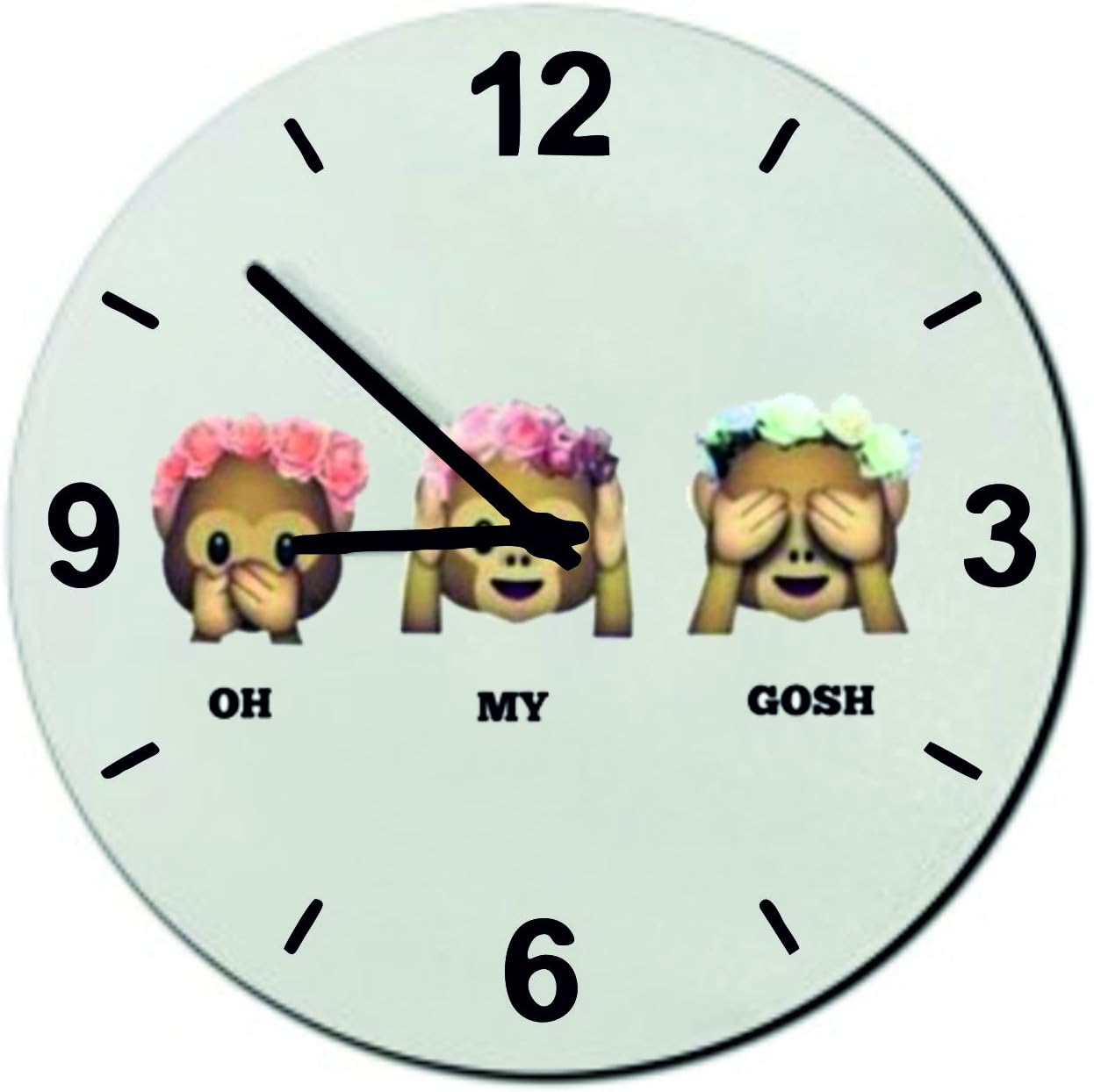Druckerlebnis24 Glass Watch O18 Cm Three Monkey Ladies Oh My Gosh With Roses Wall Clock Shelf Clock Emoji Smiley Amazon Co Uk Kitchen Home