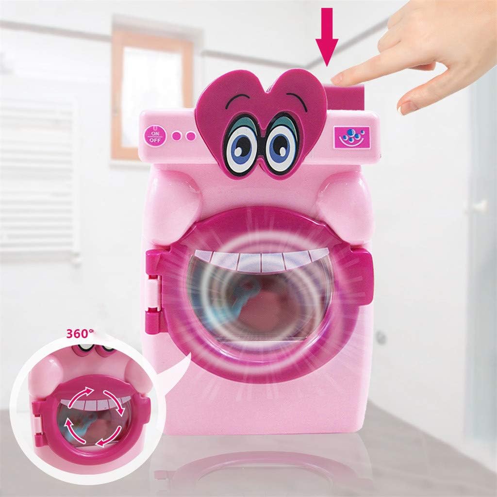Mini Washing Machine Toy Set 17 PCS Simulation Laundry Pretend Playset Dollhouse Manual