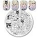 BORN PRETTY Round Stamping Plate Cat Bear 5.5cm manicuring Nail Art Image Plate BP-128