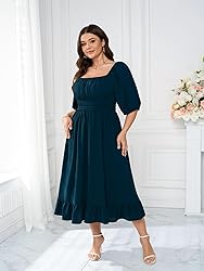 Women's Plus Size Maxi Dress Summer Half Lantern