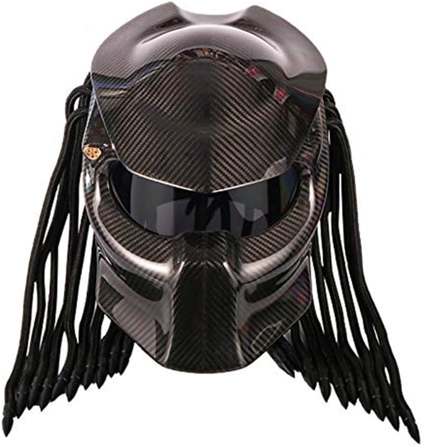 WWtoukui Motorcycle Helmet, Predator Creative Cool Carbon Fiber Fashion Men And Women Anti-UV Anti-Fog Mask Off-Road Motorcycle Locomotive Full Face Helmet/DOT Certification /,XL61~62cm