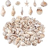 PH PandaHall 100pcs Shell Pendants 10 Styles Acrylic Scallop Pendants Imitation Beach Spiral Shell Charms Summer Pendant with 2mm Loop Hole for Earrings Bracelets Crafts Making